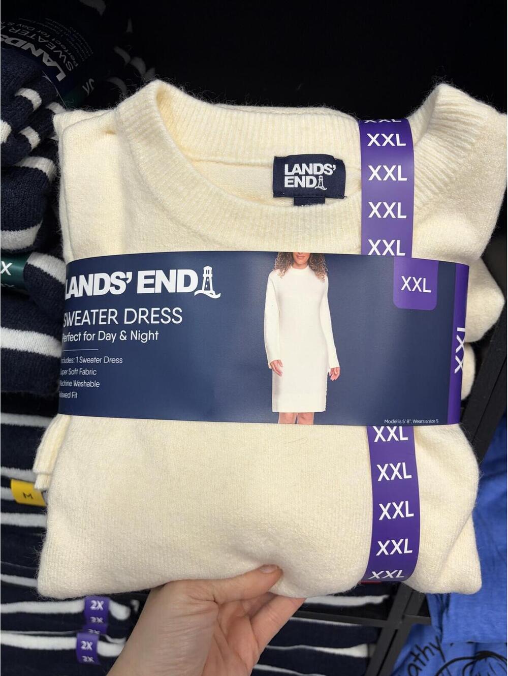 Lands End Cream Sweater Dress Size Extra Extra Large